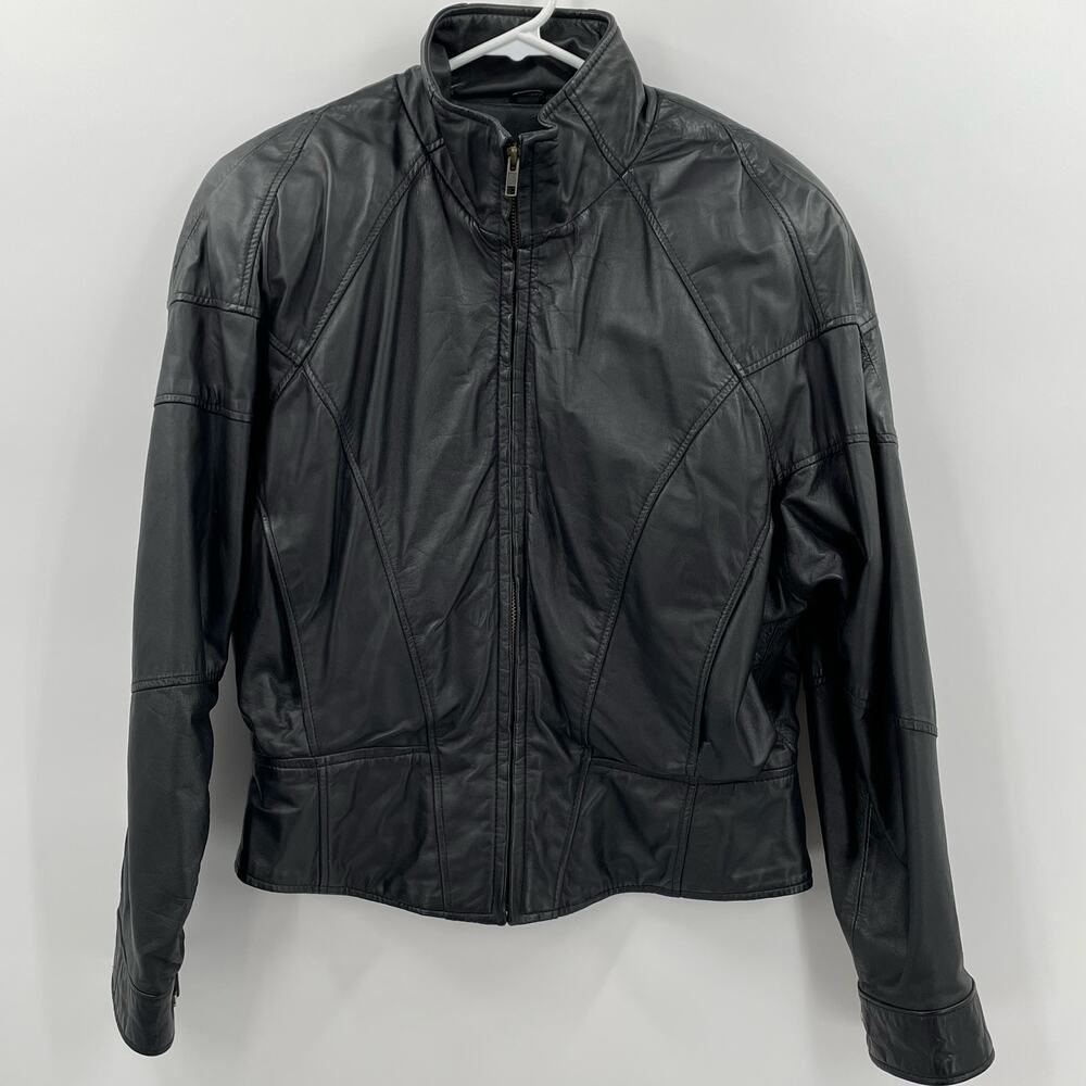 Wilson Thinsulate Women's Vtg. Leather Moto Jacket, Black, Sz. M  80s 90s *FLAW* - Picture 3 of 14